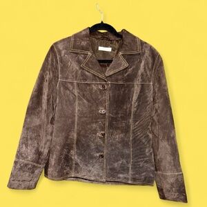 EUC Promod Dark Brown Leather Jacket